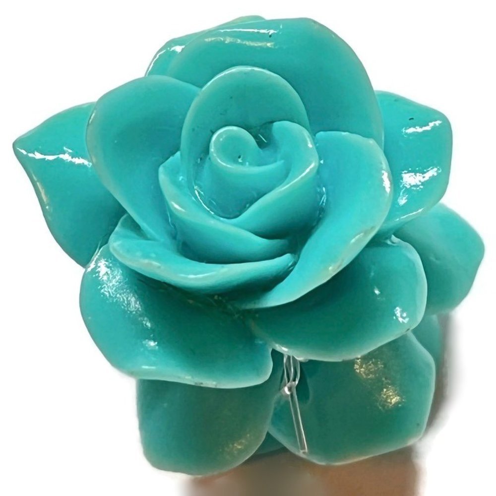 As Low As $2 Small Turquoise Coraline Resin Tea Rose Beads (2)